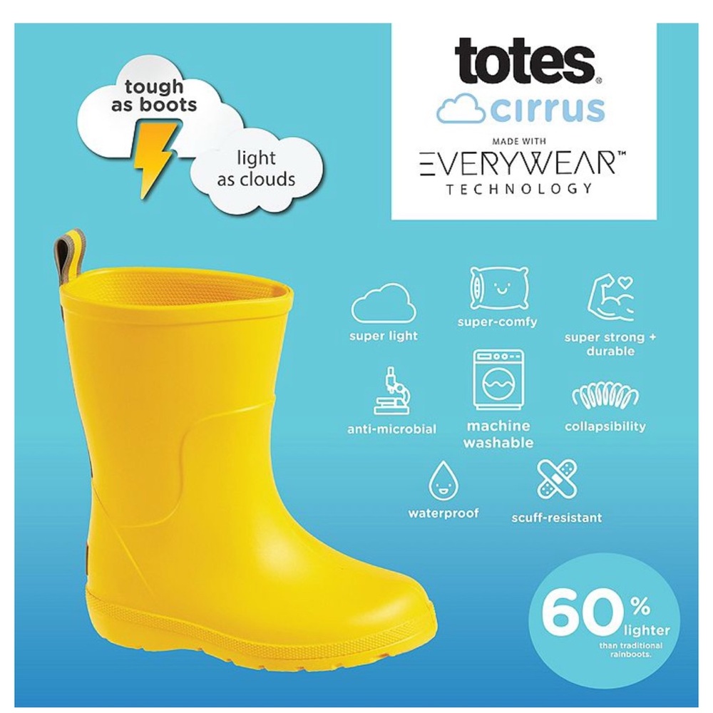 Totes Yellow Waterproof Boots size 11-12
